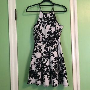 Black and White Floral Formal Dress